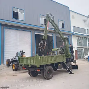 小型随车抓木机价格 山区拉木头自卸四不像车 轮式四不像随车抓