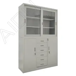 上海工厂直送供应AD-G-0003 加厚宽中六器械柜办公钢柜办公宽体玻璃文件柜