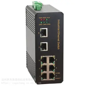 RS708E二层百兆8口网管型卡轨式工业以太网交换机自愈环网交换机ROGERKANG