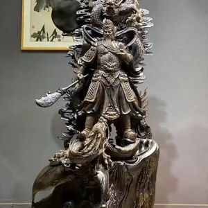 乌木关公武财神木雕***镇财守宅酒店大堂根雕