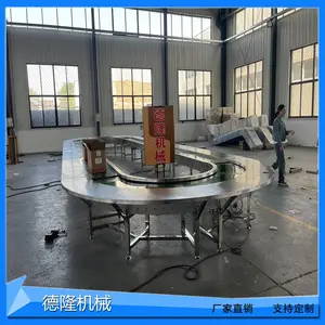 360度环形皮带流水线食品90度转弯过渡输送机鸡蛋生产拐弯传送带