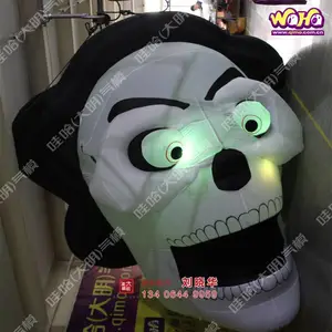 万圣节鬼头气模夜店4m白色骷髅头模型酒吧充气髅骨架干尸装饰道具
