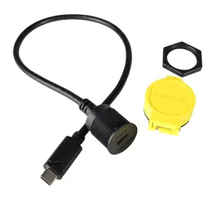 lshitech龙仕 type-c母座快充防水延长线 M22.5面板开孔