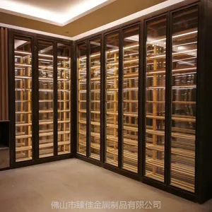镜面钛金不锈钢红酒柜定制 欧式客厅不锈钢酒柜 不锈钢酒柜酒架