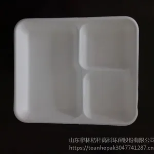 供应一次性多格盘***纸浆盘可降解托盘快餐盘一次性甘蔗浆盘