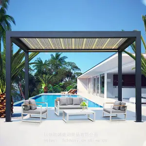 航城遮阳电动铝合金凉亭户外防雨水翻转百叶别墅花园新中式楼顶阳露台亭子
