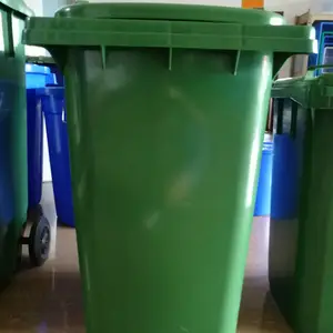 供应厂家直销200升带轮带盖绿色环卫垃圾桶