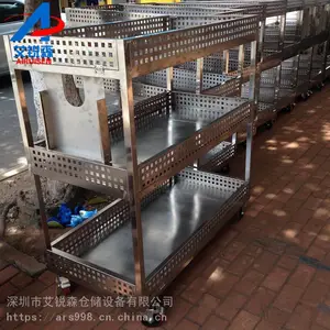 车间物料周转车 三层不锈钢周转车 不锈钢推车厂家