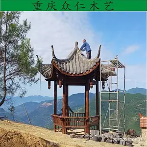 赤水公园芬兰木仿古亭子 樟子松古风凉亭 防腐木现代四角亭设计安装 众仁木艺