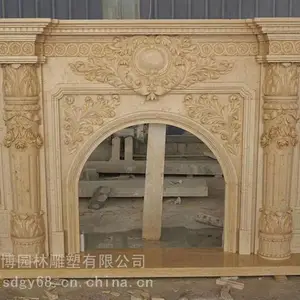 厂家石雕壁炉图片 欧式大理石石雕壁炉室内取暖装饰工艺品摆件