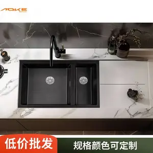 代加工石英石水槽单槽套餐花岗岩厨房洗菜盆嵌入式台下盆手工水槽