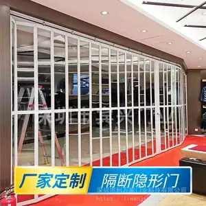 洗车行简易铝合金折叠推拉门商铺隔断防盗弧形卷帘门洁净手动横拉闸