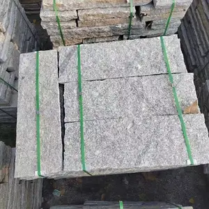 铺路施工-100厚花岗岩条石 板岩垒墙石 自然面旧石板 用于度假村地面