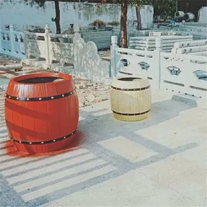 大量销售水泥景观仿木花箱 预制花盆组合 钢筋混凝土种植箱工厂