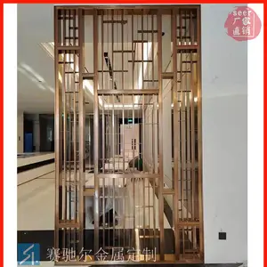 供应涟水县按摩店铝艺金属格栅量尺安装 客厅转角不锈钢古铜壁龛加工定制