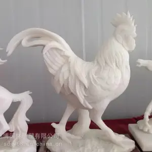 晚霞红石雕公鸡吉祥如意招财石料工艺品一鸣惊人公鸡摆件