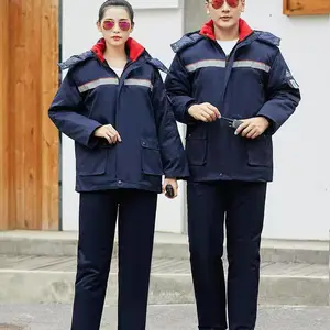 冬季反光条石油石化棉服工作服 冬季加厚加绒棉服上衣裤子工作服套装
