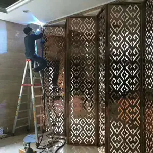 凉山州市中心办公楼定制简约时尚青古铜不锈钢屏风装饰