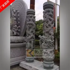 出售石雕龙柱 百子柱 青石石雕柱子 寺庙园林景观装饰 凯岩石刻
