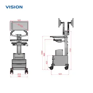 VISION 23160| 远程会诊推车 双显示器移动设备台车 支持OEM/ODM定制