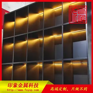 轻奢玻璃门书柜收纳储物柜铝合金框不锈钢组合置物酒柜可定制