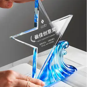 琉璃标志logo定制,电信公司年会纪念品,年会琉璃奖杯制作,联通公司琉璃纪念品,广州琉璃礼品厂家