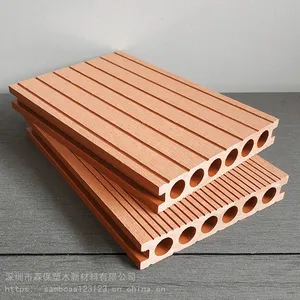 sambo森保塑木实力工厂***格红木色咖啡色塑木地板柚木色巧克力色木塑地板浅灰色黑木色塑木墙板