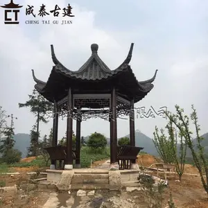 小区景观定制古建碳化木廊架/筒瓦回廊,休闲仿古木亭子厂家直销