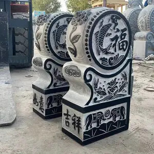 门前抱鼓石摆件定制-门墩石源头雕刻工厂发货