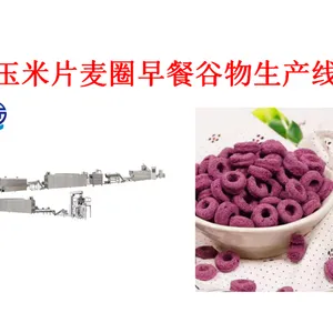 早餐谷物玉米片膨化零食生产线红豆山药麦圈膨化机