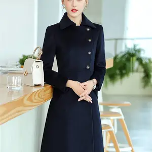 职业毛呢大衣外套长款酒店前台工作服呢子大衣OL售楼物业客服工装