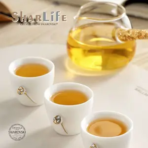 阿法瓷金箔工艺水晶陶瓷茶具套装功夫茶具分茶器防烫手