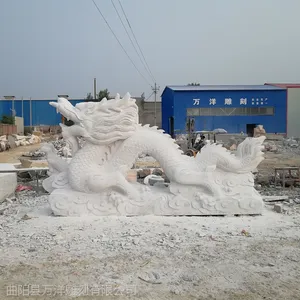 石雕龙汉白玉龙二龙戏珠雕塑大理石生肖喷水动物摆件定做