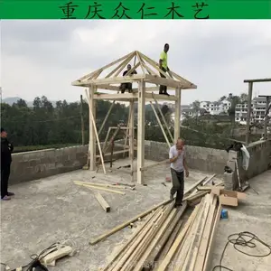 泸州景区仿古实木亭子 樟子松古典凉亭 家用中式凉亭施工安装 众仁木艺