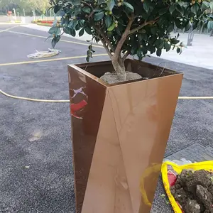 定制耐候钢花箱 户外组合花坛外摆道路花架树箱 立体铁艺生锈花槽