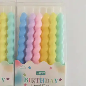供应螺旋蜡烛 扭扭蜡 浪漫心旋 生日蜡烛 六色螺旋蜡烛360盒