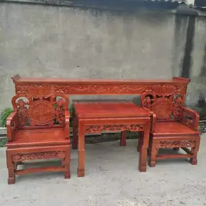 中式实木传统榫卯翘桌翘案_堂屋神龛佛龛木制品家具_楠木博古架厂
