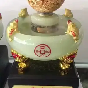 招财聚宝盆加湿器,荷花款加湿器 琉璃青玉金球加湿器 云浮工艺品