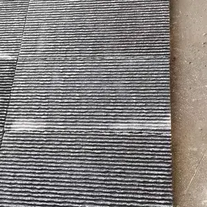 芝麻黑流水面3-5公分波浪线流水面石材加工厂 黑色流水石