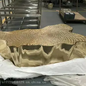 承德酒吧定制304钛金不锈钢造型茶几金属制品