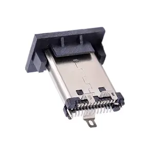 TYPE-C公头24P立式贴板直立式三只固定脚插件 高度11.1mm 快充type-c公头
