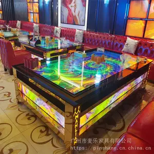 广州麦乐厂家直销新中式KTV派对包房茶几 彩色不锈钢娱乐家具