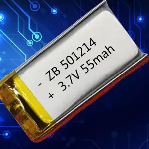 工厂直接聚合物501214锂电池3.7V 55mah 用于:助听器 电子烟 蓝牙