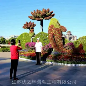 虎年绿雕、乐业开封五色草造型供货价格