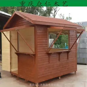 公园实木售货亭 防腐木移动售货车设计 众仁木艺