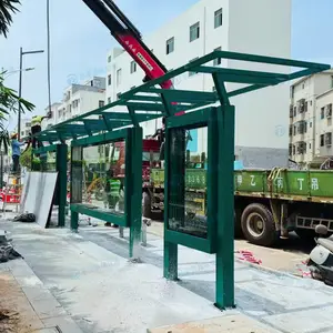坪山港湾式候车亭 不锈钢公交站台 城镇道路智能候车亭工程 源头厂家定制