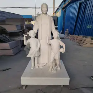 石雕宋庆龄汉白玉校园文化教育革命名人伟人人物站像雕塑摆件曲阳万洋雕刻厂家定做