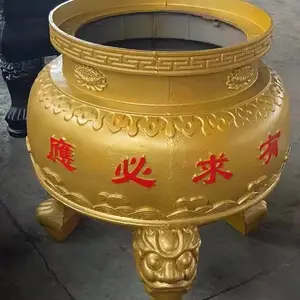 寺庙祠堂落地大型香炉定制金属鼎摆件制作焕环祥批发工艺装饰品
