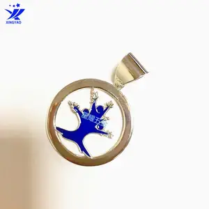 欧美S925银吊坠定制 填色镂空吊坠项链 时尚挂件制作