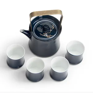 陶鼎轩梅花霁蓝陶瓷茶壶创意功夫茶具套装